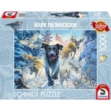 Schmidt Spiele Mark Fredrickson: Amor por los perros - labrador negro en la nieve, Puzzle 