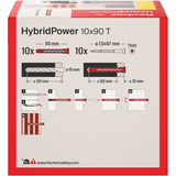 fischer Taco de vástago largo HybridPower 10x90 T, Pasador rojo/Gris