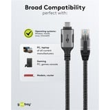 goobay Cable Ethernet USB-C 3.2 Gen2 conector > conector RJ-45, Adaptador de red negro/Plateado