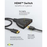 goobay Conmutador HDMI 3 a 1 (4K @ 30Hz) negro
