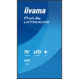 iiyama LH7564UHS-B1AG pantalla de señalización Pantalla plana para señalización digital 190,5 cm (75") Wifi 500 cd / m² 4K Ultra HD Negro Procesador incorporado Android 24/7, Pantalla de gran formato negro (mate), Pantalla plana para señalización digital, 190,5 cm (75"), 3840 x 2160 Pixeles, Wifi, 24/7