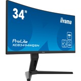 iiyama ProLite XCB3494WQSN-B1 pantalla para PC 86,4 cm (34") 3440 x 1440 Pixeles UltraWide Quad HD Negro, Monitor LED negro, 86,4 cm (34"), 3440 x 1440 Pixeles, UltraWide Quad HD, 0,4 ms, Negro