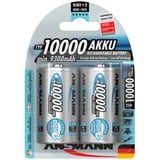 Ansmann 10000 mAh - Mono / D / HR20 Níquel-metal hidruro (NiMH), Batería plateado, D, Níquel-metal hidruro (NiMH), 1,2 V, 10000 mAh, 33 x 61.5