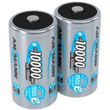 Ansmann 10000 mAh - Mono / D / HR20 Níquel-metal hidruro (NiMH), Batería plateado, D, Níquel-metal hidruro (NiMH), 1,2 V, 10000 mAh, 33 x 61.5