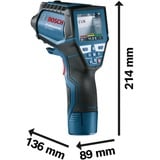 Bosch GIS 1000 C Professional Medidor de humedad y temperatura, Termodetector azul/Negro, Medidor de humedad y temperatura, -40 - 1000 °C, 2 °C, -1 - 1%, °C, Inalámbrico y alámbrico