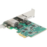 DeLOCK Tarjeta PCI Express x1 2 x RJ45 2,5 Gigabit LAN RTL8125, Adaptador de red 