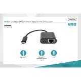 Digitus Adaptador Ethernet Gigabit USB Tipo-C negro