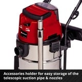 EINHELL TE-VC 36/30 Li S-Solo 30 L Aspiradora de tambor Seca y húmeda Bolsa para el polvo, Aspiradora en húmedo y en seco rojo/Plateado, Aspiradora de tambor, Seca y húmeda, Bolsa para el polvo, 30 L, Filtrado, 76 dB