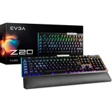 EVGA Z20 teclado USB Alemán Negro, Teclado para gaming negro, Completo (100%), USB, Interruptor mecánico, LED RGB, Negro