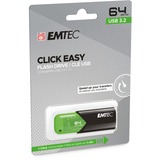 Emtec Click Easy unidad flash USB 64 GB USB tipo A 3.2 Gen 1 (3.1 Gen 1) Negro, Verde, Lápiz USB verde/Negro, 64 GB, USB tipo A, 3.2 Gen 1 (3.1 Gen 1), Sin tapa, Negro, Verde