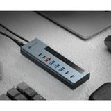 ICY BOX IB-HUB1743-CPD USB 3.2 Gen 2 (3.1 Gen 2) Type-A + Type-C 10000 Mbit/s Azul, Hub USB antracita, USB 3.2 Gen 2 (3.1 Gen 2) Type-A + Type-C, USB 3.2 Gen 2 (3.1 Gen 2) Type-A, USB 3.2 Gen 2 (3.1 Gen 2) Type-C, 10000 Mbit/s, Azul, Aluminio, 100 W