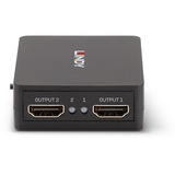 Lindy 38358 divisor de video HDMI 2x HDMI, Splitter HDMI negro, HDMI, 2x HDMI, 3840 x 2160 Pixeles, Negro, Metal, 60,5 mm