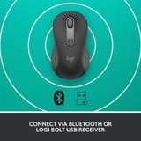 Logitech Signature M650 L, Ratón grafito, Izquierda, Óptico, Bluetooth, 4000 DPI, Grafito