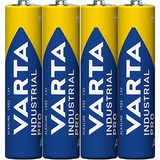VARTA Industrial AAA Batería de un solo uso Alcalino Batería de un solo uso, AAA, Alcalino, 1,5 V, 4 pieza(s), Azul