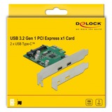 DeLOCK PCI Express x1 Card to 2 x external SuperSpeed USB (USB 3.2 Gen 1) USB Type-C™ female tarjeta y adaptador de interfaz Interno USB 3.2 Gen 1 (3.1 Gen 1), Controlador USB PCIe, USB 3.2 Gen 1 (3.1 Gen 1), Full-height / Low-profile, PCIe 2.0, VIA Technologies, VL805