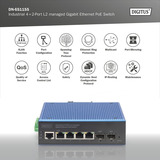 Digitus Switch Gigabit Ethernet PoE gestionado L2 industrial 4+2 puertos, Interruptor/Conmutador 