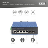 Digitus Switch Gigabit Ethernet PoE gestionado L2 industrial 4+2 puertos, Interruptor/Conmutador 