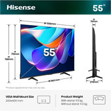 Hisense 55A6S, Televisor LED negro/Gris oscuro