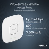 Netgear Insight Cloud Managed WiFi 6 AX6000 Tri-band Multi-Gig Access Point (WAX630) 6000 Mbit/s Blanco Energía sobre Ethernet (PoE), Punto de acceso blanco, 6000 Mbit/s, 1200 Mbit/s, 2400 Mbit/s, 100,1000,2500 Mbit/s, IEEE 802.11ax, IEEE 802.11i, IEEE 802.3af, IEEE 802.3at, 200 usuario(s)