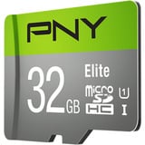 PNY Elite microSD 32 GB, Tarjeta de memoria gris/Verde
