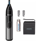Philips Recortador para nariz, orejas, cejas, Cortapelos de nariz /oreja negro/Gris, orejas, cejas, Gris, Acero inoxidable, Batería, AA, Alcalino