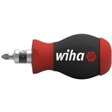 Wiha Destornillador Stubby 1/4", con cargador de puntas negro/Rojo