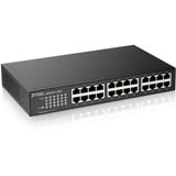 Zyxel GS1100-24E No administrado Gigabit Ethernet (10/100/1000) Negro, Interruptor/Conmutador No administrado, Gigabit Ethernet (10/100/1000), Montaje en rack, Montaje de pared