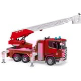 bruder Scania Super 560R camión de bomberos con escalera giratoria, bomba de agua, luz y sonido, Automóvil de construcción 