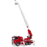bruder Scania Super 560R camión de bomberos con escalera giratoria, bomba de agua, luz y sonido, Automóvil de construcción 