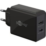 goobay Cargador rápido dual USB-C PD 30 vatios negro