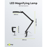 goobay Lámpara lupa LED con pinza 10W, Luz de LED negro