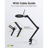 goobay Lámpara lupa LED con pinza 10W, Luz de LED negro