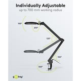 goobay Lámpara lupa LED con pinza 10W, Luz de LED negro