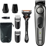 Braun BeardTrimmer 7 BT7320 Negro, Cortapelo para barba plateado/Negro, Lavable, Batería, Negro