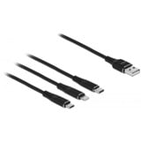 DeLOCK 87155 cable USB 1 m USB 2.0 USB A Micro-USB B/Lightning/Apple 30-pin Negro negro, 1 m, USB A, Micro-USB B/Lightning/Apple 30-pin, USB 2.0, Negro