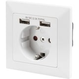 Digitus Enchufe de seguridad empotrado, con 2x USB-A blanco