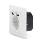 Digitus Enchufe de seguridad empotrado, con 2x USB-A blanco