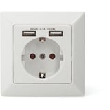 Digitus Enchufe de seguridad empotrado, con 2x USB-A blanco