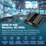 Digitus Receptor HDMI IP PoE, Alargador de HDMI negro