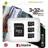 Kingston Canvas Select Plus 32 GB MicroSDHC UHS-I Clase 10, Tarjeta de memoria negro, 32 GB, MicroSDHC, Clase 10, UHS-I, 100 MB/s, Class 1 (U1)