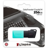 Kingston DataTraveler Exodia M unidad flash USB 256 GB USB tipo A 3.2 Gen 1 (3.1 Gen 1) Negro, Turquesa, Lápiz USB turquesa/Negro, 256 GB, USB tipo A, 3.2 Gen 1 (3.1 Gen 1), Deslizar, 10 g, Negro, Turquesa