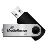 MediaRange Flexi-Drive 8 GB, Lápiz USB negro/Plateado
