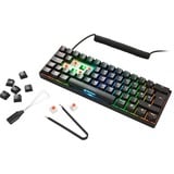 Sharkoon SGK50 S4 teclado USB AZERTY Francés Negro, Teclado para gaming negro, 60%, USB, AZERTY, LED RGB, Negro