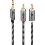 goobay Cable adaptador de audio Plus AUX 3,5mm jack > conector estéreo Cinch negro/Plateado