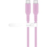 goobay Cable de silicona USB 2.0 rosa, conector USB-C > conector USB-C rosa neón