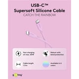 goobay Cable de silicona USB 2.0 rosa, conector USB-C > conector USB-C rosa neón