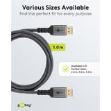 goobay Plus Cable DisplayPort 2.0/2.1, 16K @ 60Hz, 80 Gbit/s gris