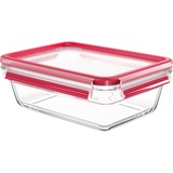 Emsa CLIP & CLOSE N1041000 recipiente de almacenar comida Rectangular Caja 1,3 L Transparente 1 pieza(s) transparente/Rojo, Caja, Rectangular, 1,3 L, Transparente, Vidrio, 420 °C