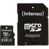 Intenso microSD 512GB UHS-I Perf CL10| Performance Clase 10, Tarjeta de memoria negro, 512 GB, MicroSD, Clase 10, UHS-I, Class 1 (U1), Resistente a golpes, Resistente a la temperatura, Resistente al agua, A prueba de rayos X