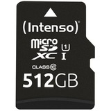 Intenso microSD 512GB UHS-I Perf CL10| Performance Clase 10, Tarjeta de memoria negro, 512 GB, MicroSD, Clase 10, UHS-I, Class 1 (U1), Resistente a golpes, Resistente a la temperatura, Resistente al agua, A prueba de rayos X